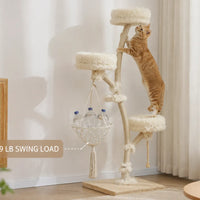 A_controlled_39_lb_swing_load_applied_to_a_solid_wood_cat_tree_to_test_motion_stability