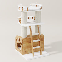 Catsvillas Shran solid wood cat tree tower with cushion