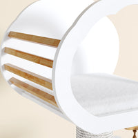 Catsvillas Lonra modern solid wood cat tree tower with scratching posts, white