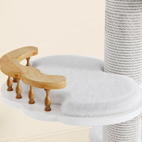 Catsvillas Lonra modern solid wood cat tree tower with scratching posts, white