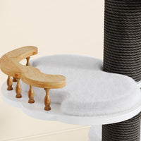 Catsvillas Lonra modern solid wood cat tree tower with scratching posts, black & white