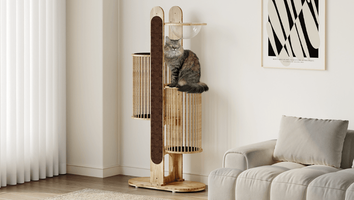 Catsvillas 67''H Okra Cat Tree with Scratch Carpets - Catsvillas