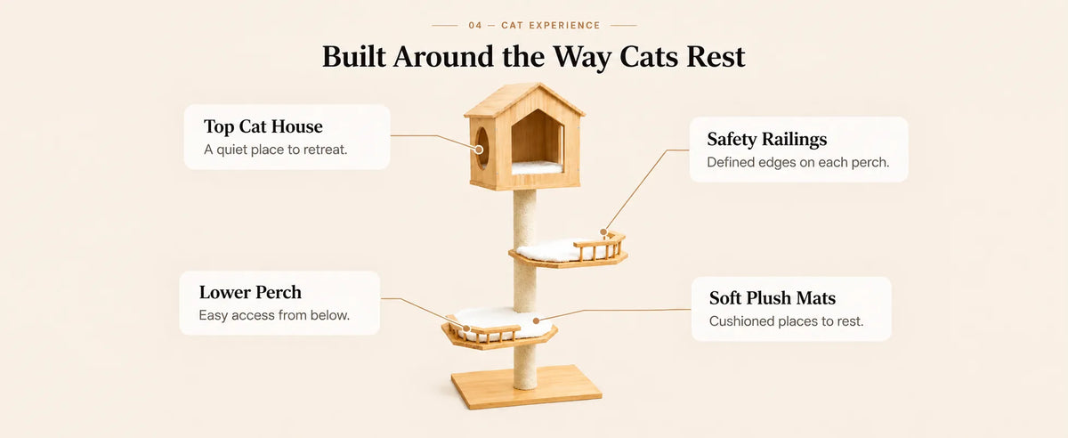 Mewzoom Meow Planet Modern Cat Tower, Solid Wood Window Cat Furniture product detail image 3