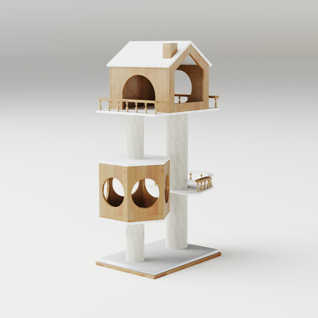 Hexagonal Modern Wood Cat Tree & Condo