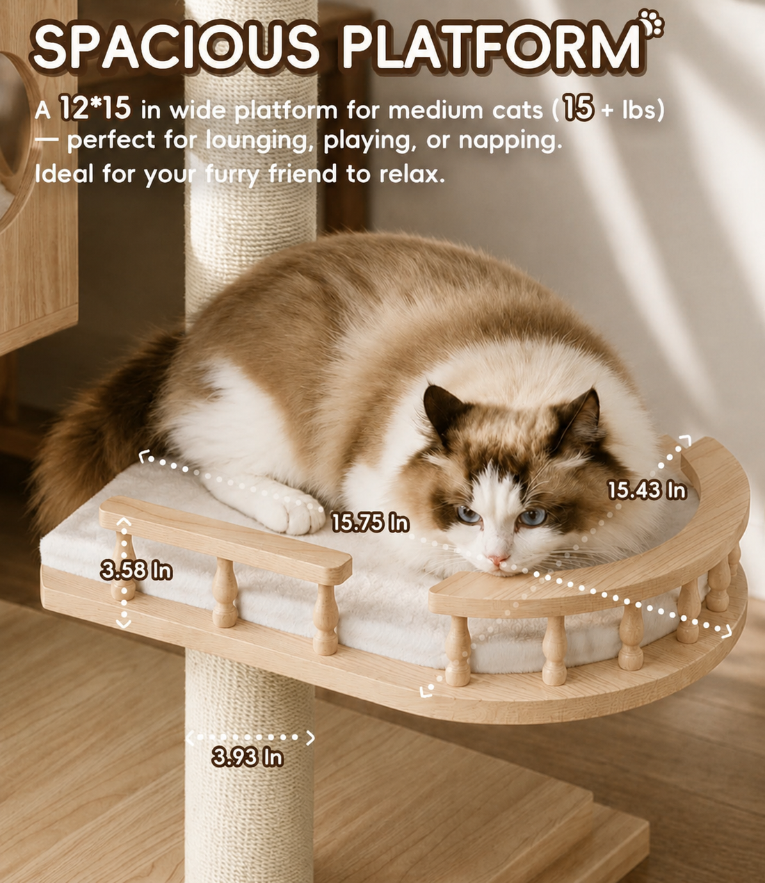 Duo Nest 54" Solid Wood Cat Condo