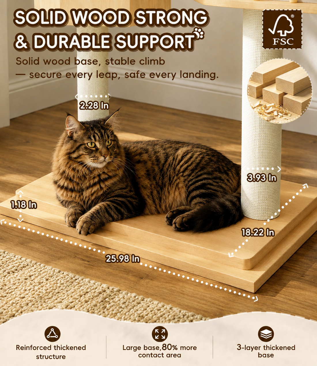 Duo Nest 54" Solid Wood Cat Condo