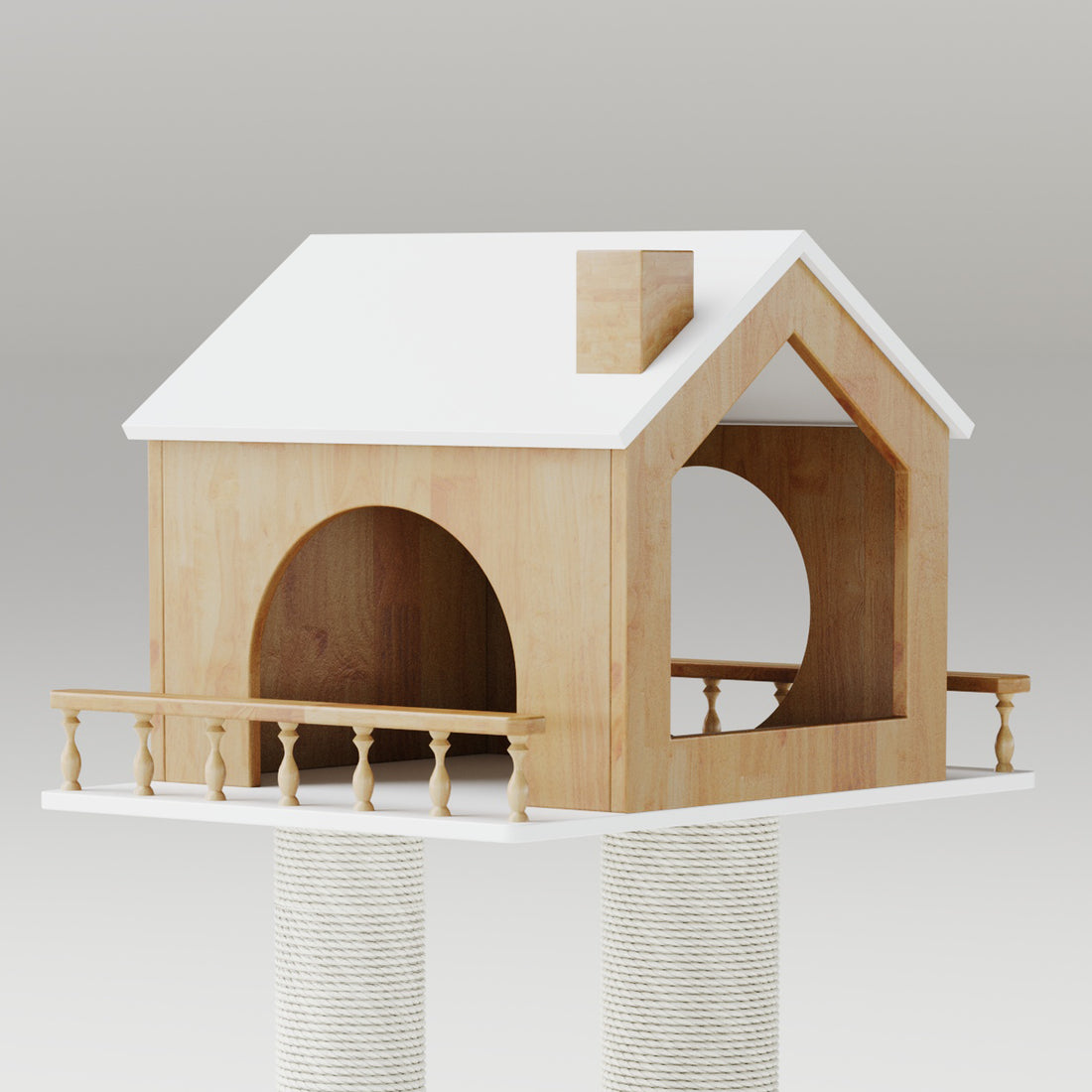 Hexagonal Modern Wood Cat Tree & Condo