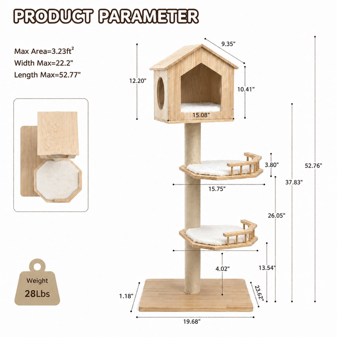 Meow Planet 53" Solid Wood Cat Tower