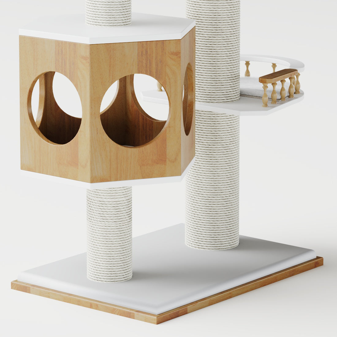 Hexagonal Modern Wood Cat Tree & Condo