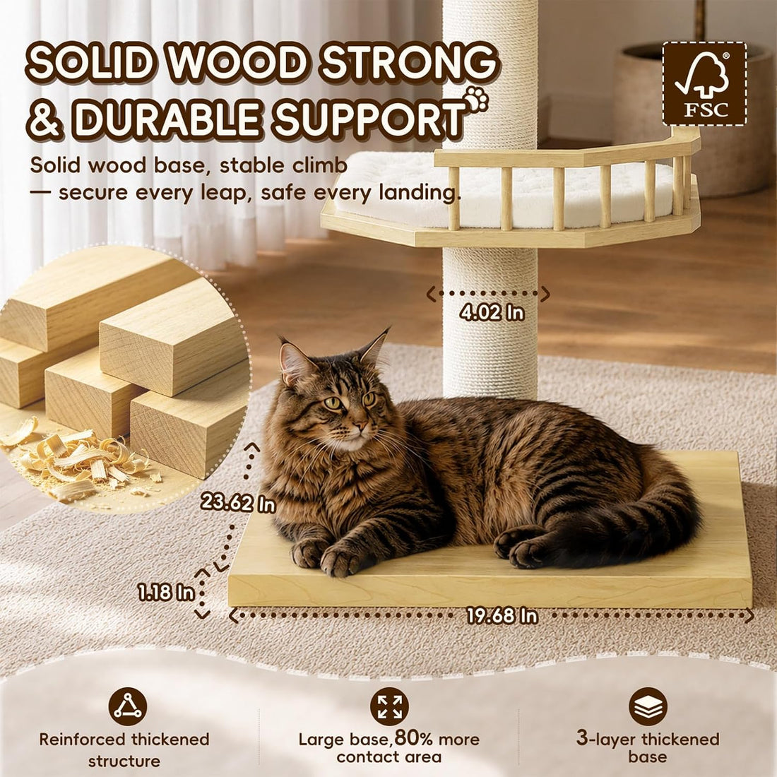 Meow Planet 53" Solid Wood Cat Tower