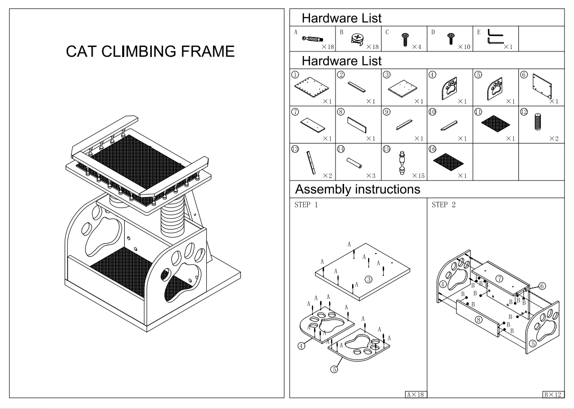 Cat Castle 3-Tier Cat Tree Condo, Solid Wood for Multi-Cat Homes
