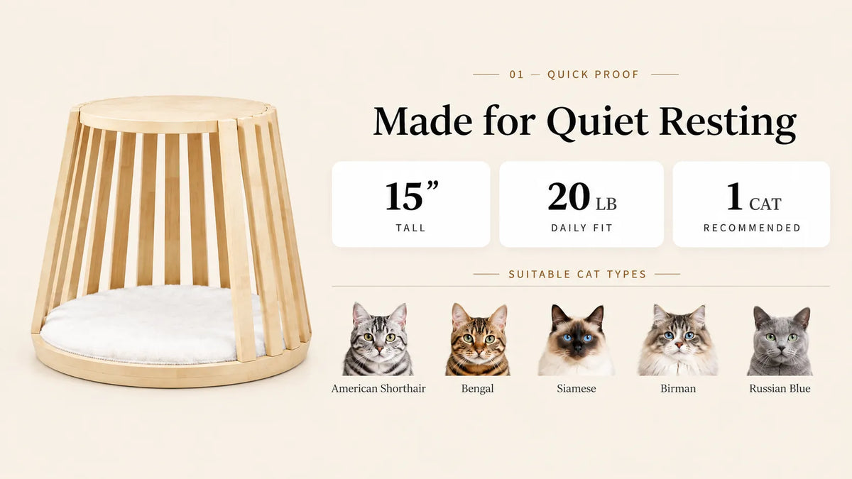 Mewzoom Omee solid wood cat tree for indoor cats product detail image 1