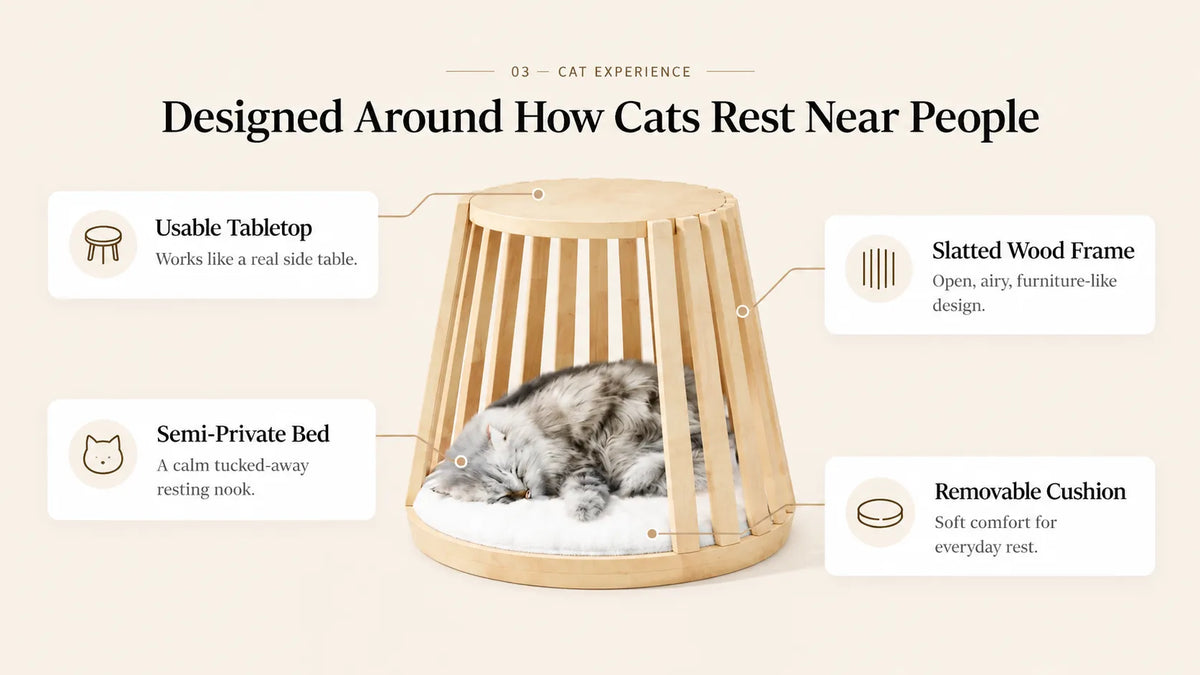 Mewzoom Omee solid wood cat tree for indoor cats product detail image 3