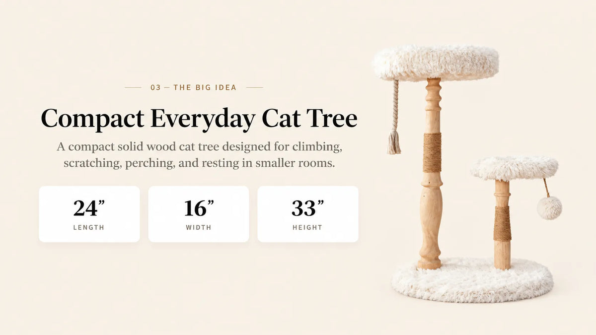 Mewzoom Classical Column Designer solid wood cat tree for indoor cats product detail image 2