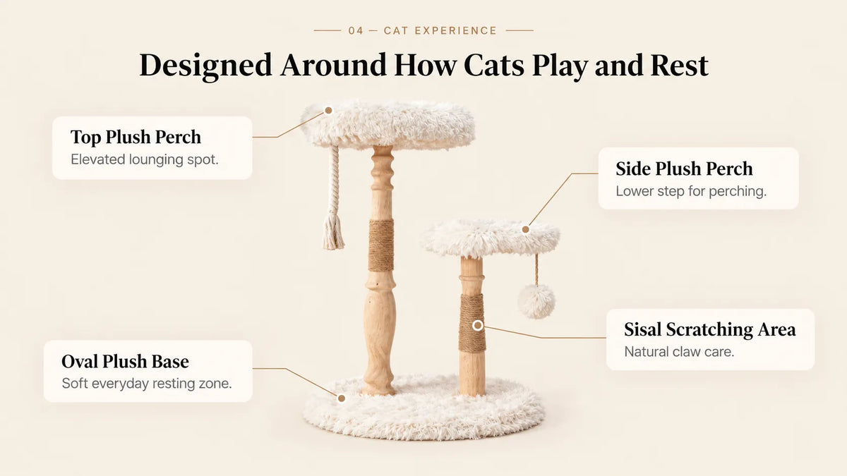 Mewzoom Classical Column Designer solid wood cat tree for indoor cats product detail image 3