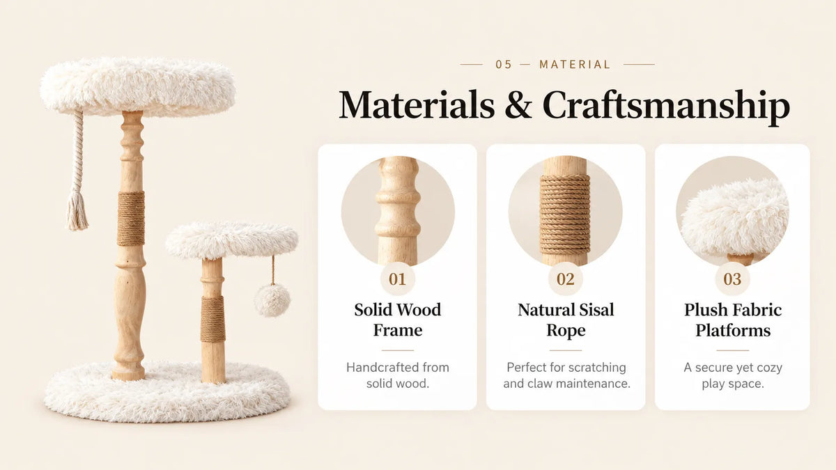 Mewzoom Classical Column Designer solid wood cat tree for indoor cats product detail image 4