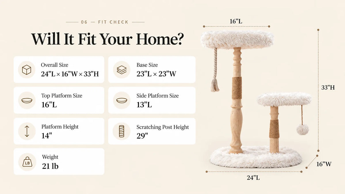 Mewzoom Classical Column Designer solid wood cat tree for indoor cats product detail image 5