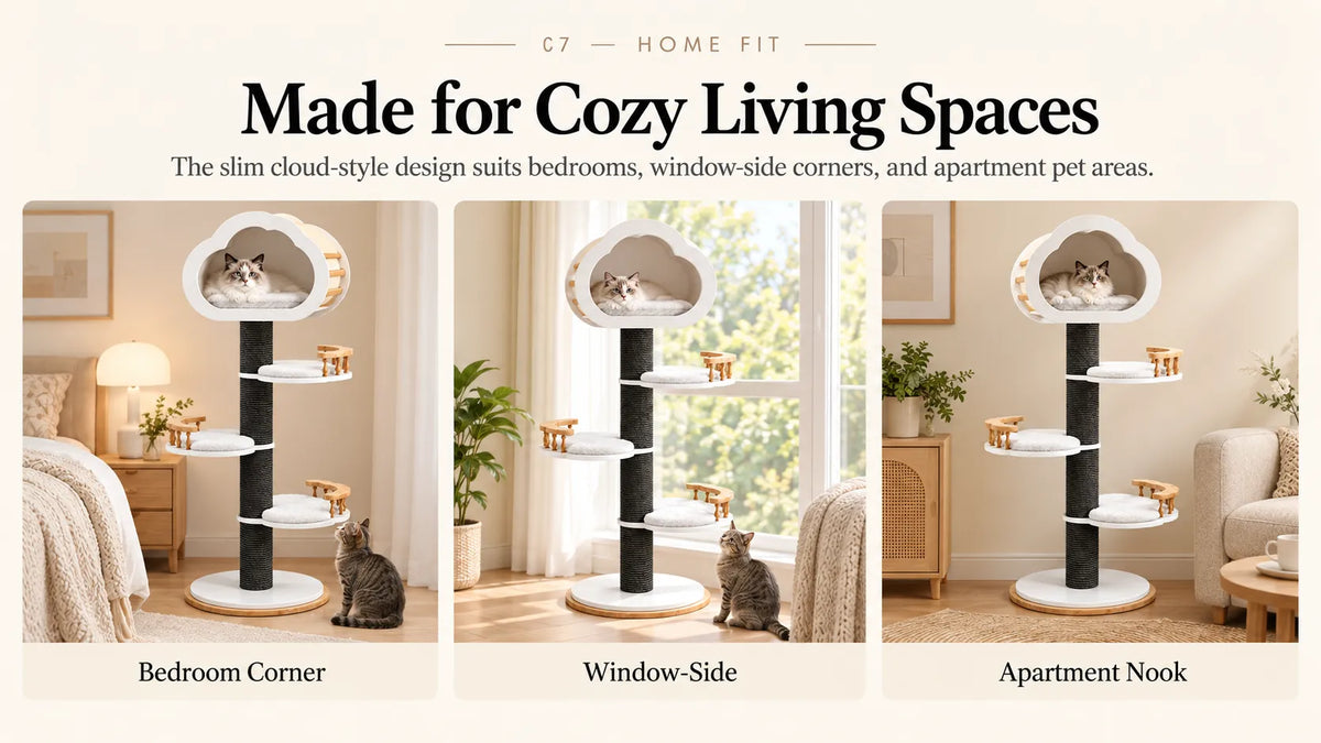 MewzoomLonna Modern Cat Tower, Solid Wood for 1–2 Cats product detail image 7