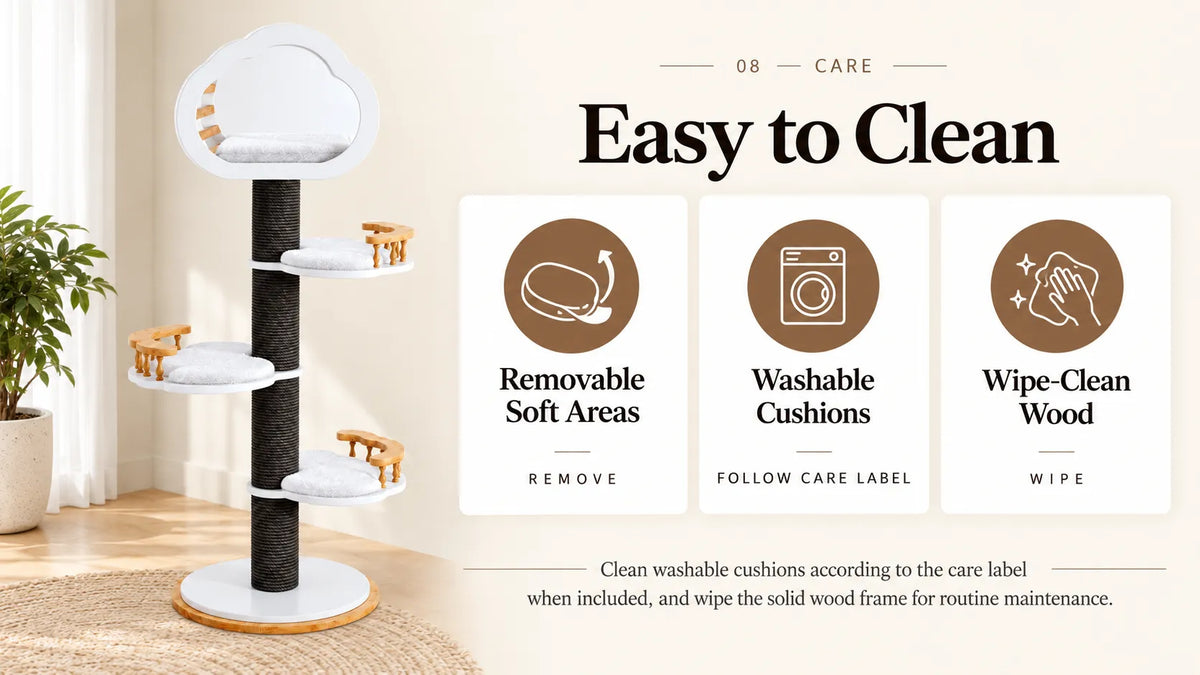 MewzoomLonna Modern Cat Tower, Solid Wood for 1–2 Cats product detail image 8