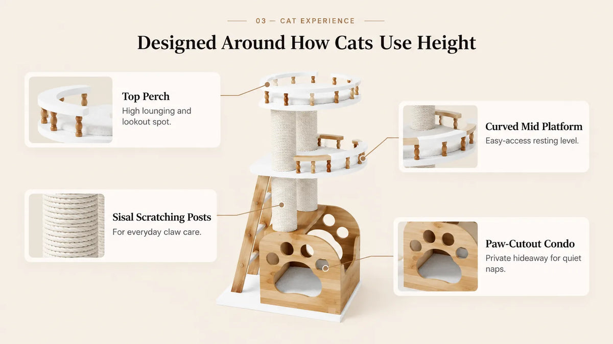 Mewzoom Cat Castle 3-Tier Cat Tree Condo for indoor cats product detail image 3