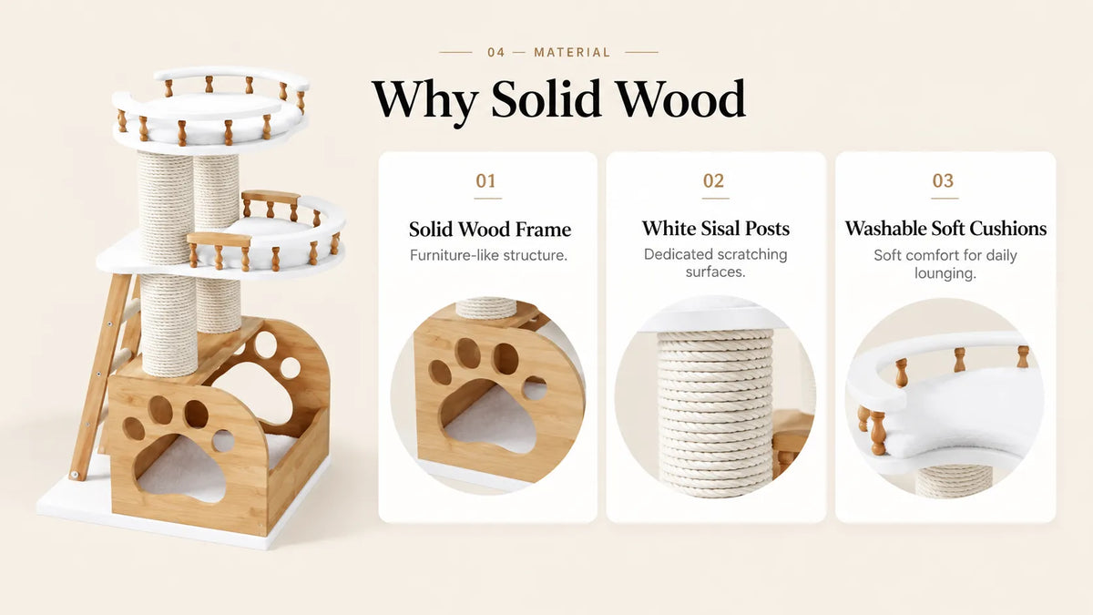 Mewzoom Cat Castle 3-Tier Cat Tree Condo for indoor cats product detail image 4
