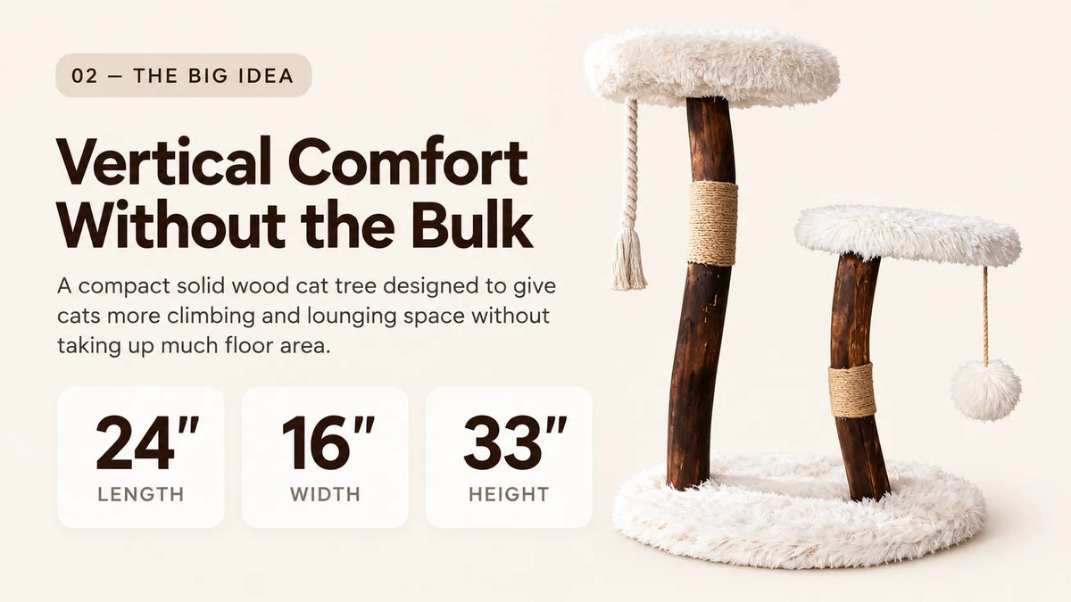 Mewzoom Shou Sugi Ban Stylish Cat Tree, Solid Wood Modern Cat Furniture product detail image 2