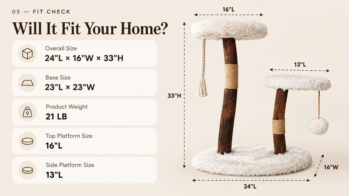 Mewzoom Shou Sugi Ban Stylish Cat Tree, Solid Wood Modern Cat Furniture product detail image 5