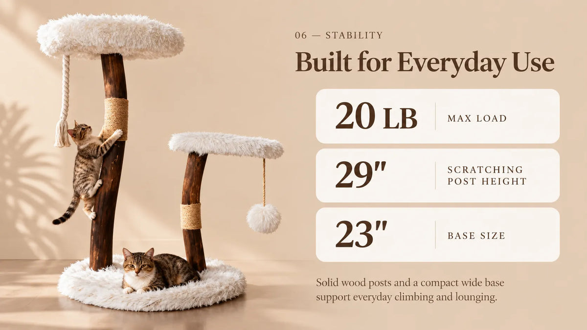Mewzoom Shou Sugi Ban Stylish Cat Tree, Solid Wood Modern Cat Furniture product detail image 6