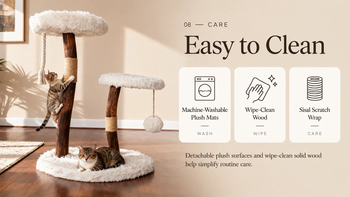 Mewzoom Shou Sugi Ban Stylish Cat Tree, Solid Wood Modern Cat Furniture product detail image 8