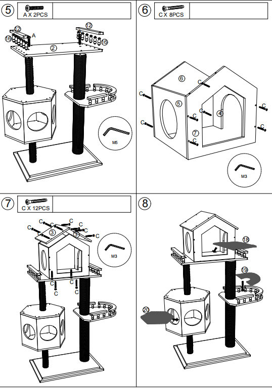 Duo Nest  Modern Cat Tree with Condo, Solid Wood Double-Nest Design