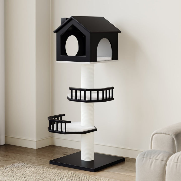 Catsvillas - Black Nest Cat Tree - Scratching Post with Cushions