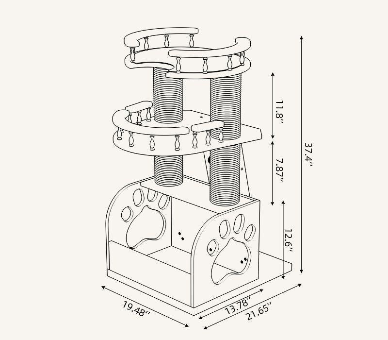 cat tree assembly guide showing installation steps and product structure