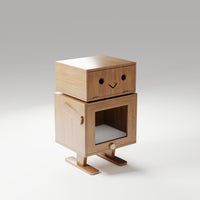 Catsvillas Cherry Wood Bedsides Cabinet with Cushions