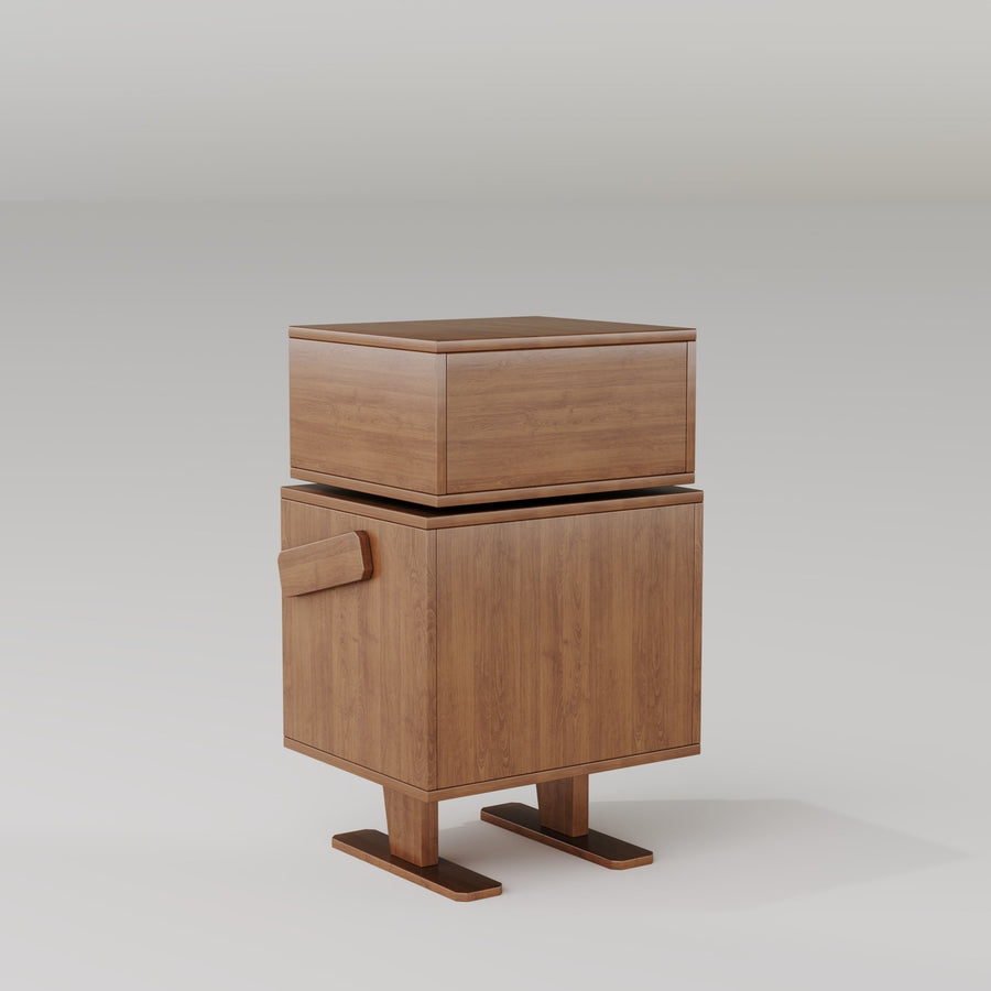 Catsvillas Cherry Wood Bedsides Cabinet with Cushions