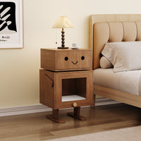 Catsvillas Cherry Wood Bedsides Cabinet with Cushions
