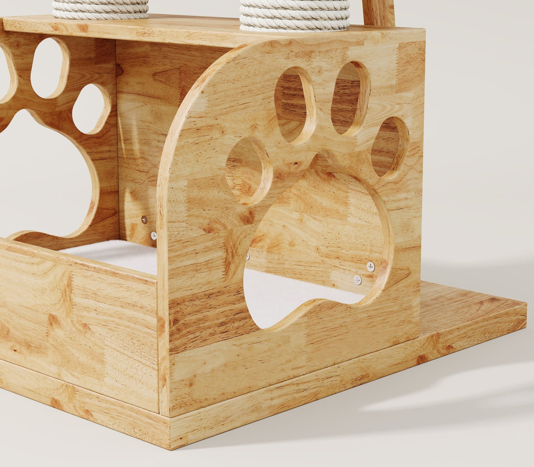cozy cat hideaway with scratching post and enclosed resting space for cats
