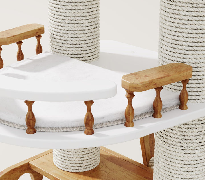 Catsvillas Shran solid wood cat tree tower with cushion