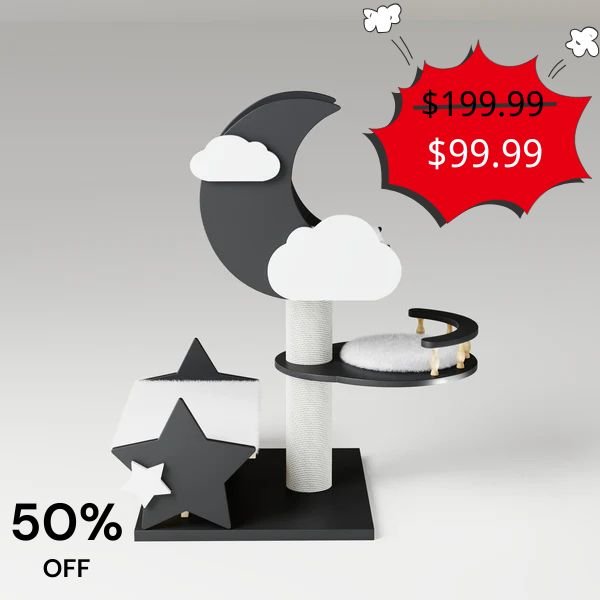Catsvillas - Moon Star Unique Wood Cat Tree, Black - Cat Furniture