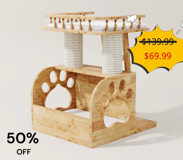 Catsvillas - Shron Modern Wood Cat Tree - Cat Furniture