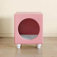 Catsvillas Tisha Modern Pink Cat Bedside Cabinet with cushion, cat furniture