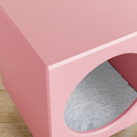 Catsvillas Tisha Modern Pink Cat Bedside Cabinet with cushion, cat furniture