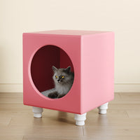 Catsvillas Tisha Modern Pink Cat Bedside Cabinet with cushion, cat furniture