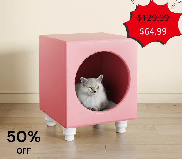 Catsvillas - Tisha Modern Cat Bed, Pink - Cat Furniture